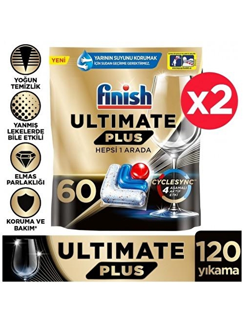 Finish Ultimate Plus Bulaşık Makinesi Deterjanı Tableti 60'lı x 2 Adet