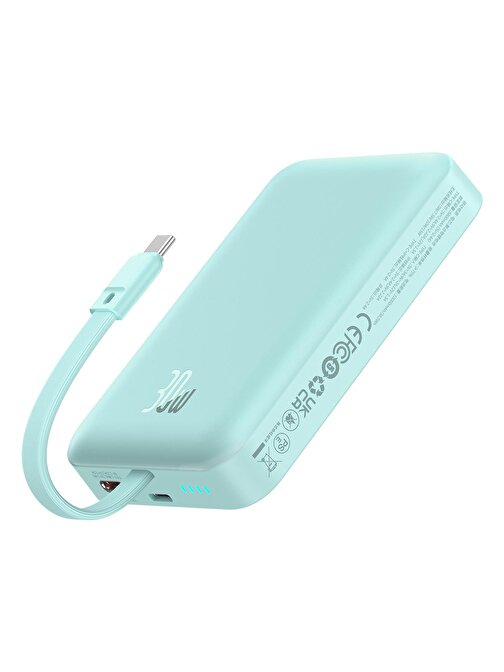 Baseus MagSafe Mini Mavi 10.000mAh Kablosuz Hızlı Şarj Powerbank 30W Type-C Taşınabilir Şarj Cihazı