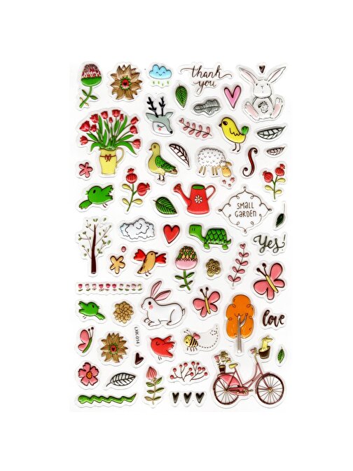 Sticker Kabartmalı Stiker Defter, Planlayıcı Etiket (lxk-014) - 22X14 cm - Bisiklet Renkli Kuşlar