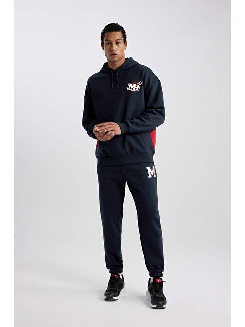 Defacto DeFactoFit NBA Miami Heat Standart Fit Kalın Sweatshirt Kumaşı Jogger B3890AX24SP M Siyah