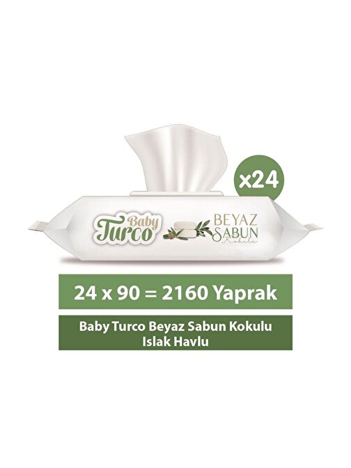 Baby Turco Beyaz Sabun Kokulu Islak Havlu 24x90