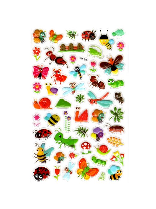 Sticker Kabartmalı Stiker Defter, Planlayıcı Etiket (lxk-016) - 22X14 cm - Karınca Kelebek Böcek