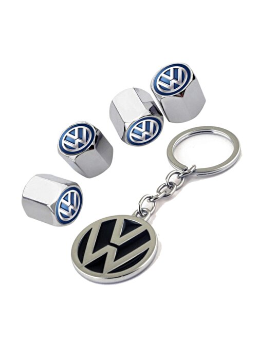 Volkswagen Golf 5 Mavi Logolu Krom Renk Sibop Kapağı 4 Adet Ve Krom Anahtarlık
