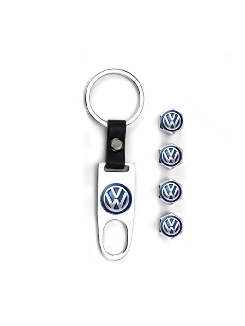 Volkswagen Golf 5 Metal Sibop Kapağı Ve Anahtarlık Krom-mavi