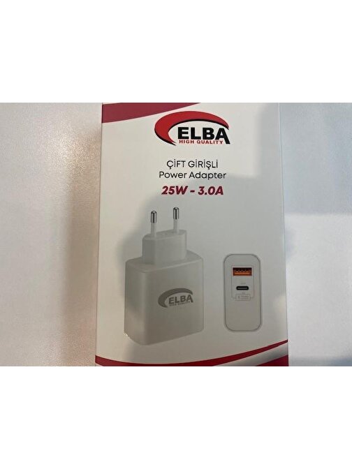 Elba ELB15 25W 3.0A Usb-A To Usb-C Çift Girişli Hızlı Şarj Akım Koruma Isıya Dayanıklı EV Şarj Kafa