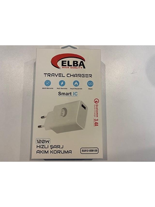 Elba ELB12 Elb- USB120 120W 3.4A Hızlı Şarj Akım Koruma Isıya Dayanıklı EV Şarj Kafa