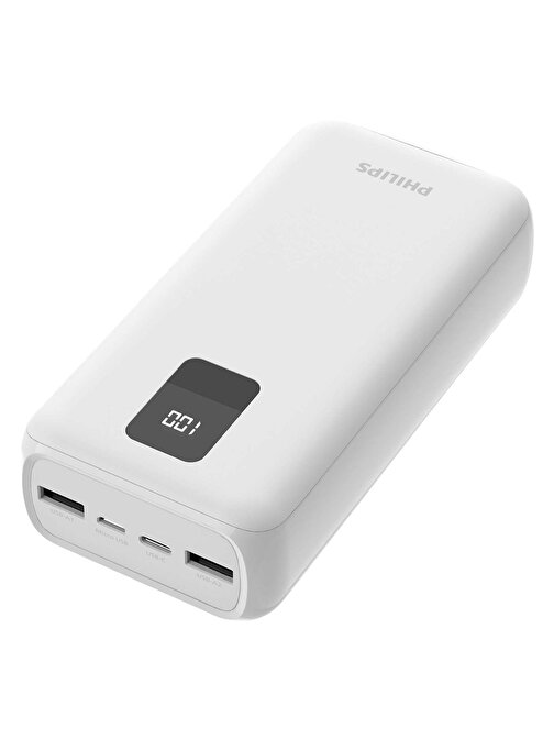 Philips DLP1930CW/00 Beyaz 30.000mAh 2x USB-A ve USB-C Bağlantısı Powerbank Taşınabilir Hızlı Şarj Cihazı-DLP1930CW/00