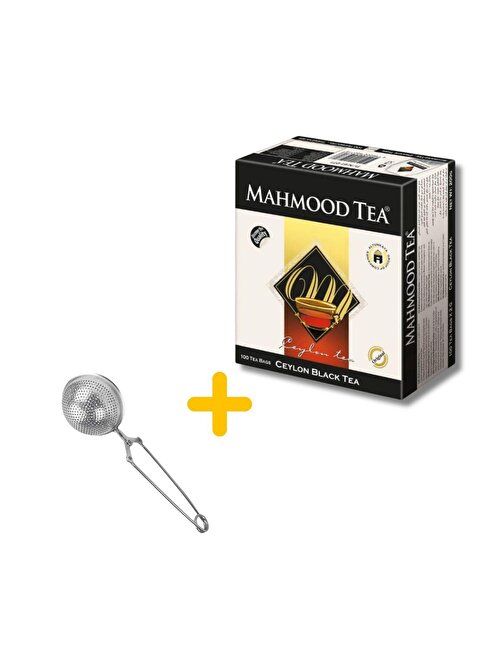 Mahmood Tea Seylan Bardak Poşet Çay 100'lü Ve Küre Tasarımlı Silver Çay Süzgeci Bundle