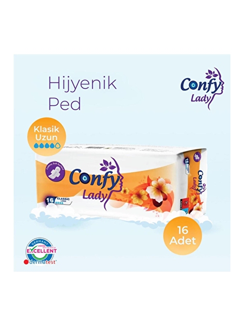 Confy Lady Hijyenik Ped Classic Uzun Gün 16'Lı Paket