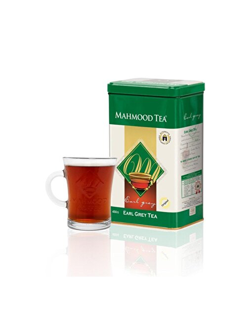 Mahmood Tea Bergamotlu Seylan Dökme Çayı Earl grey Teneke Kutu 450 gr Bardak Hediyeli