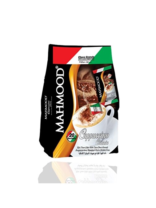 Mahmood Coffee Klasik Choco granüllü Şekersiz Cappuccino 20 Adet x 13,7 gr