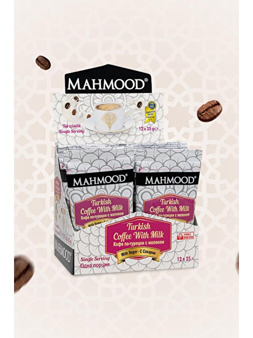 Mahmood Coffee Sütlü Şekerli Hazır Türk Kahvesi 12 Adet x 25 gr