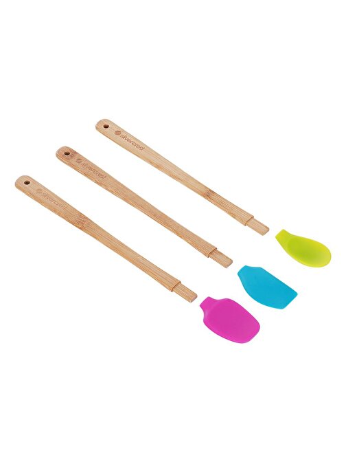 Silver Crest SPT-03 3 Lu Renkli 26CM Uzun Silikon Bambu Spatula Seti