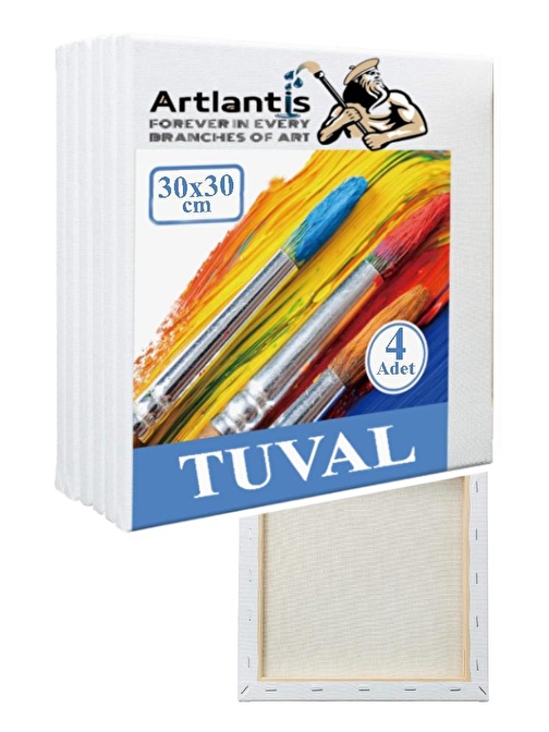 Tuval 30x30 cm Astarlı Kare Tuval 4 Adet Resim Tuvali 30*30 cm Tual Akrilik Boya Yağlı Boya İçin İdeal