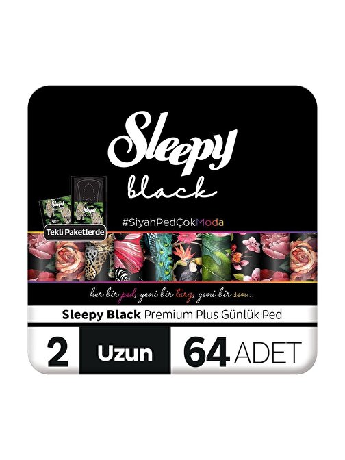 Sleepy Black Günlük Ped Mega Paket Uzun 64 Lü