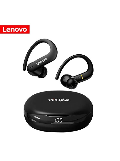 Lenovo ThinkPlus T50 Kablosuz Şarj Göstergeli Sporcu Bluetooth Kulaklık Siyah