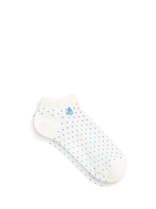 Mavi - Baskılı Beyaz Babet Çorap 1911869-620
