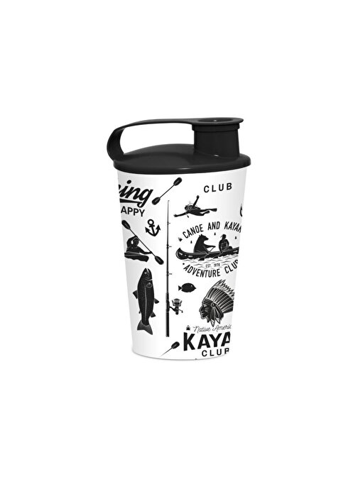 340 cc Desenli Kapaklı Bardak-Kayak Club