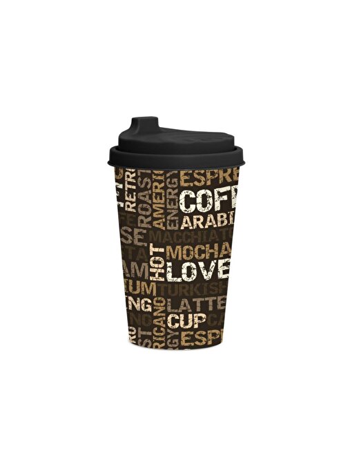 340 cc Desenli Kahve Bardağı-Coffee Yazılı