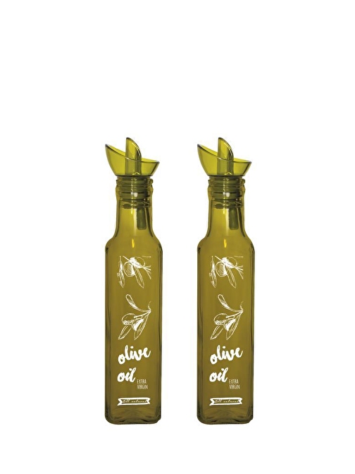 İkili 250 cc OliveOil Desen Yeşil Cam Yağlk