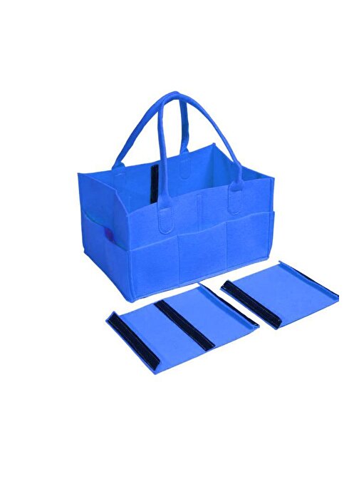 Katlanabilir Taşınabilir Keçe Organizer Çanta Mavi Renk