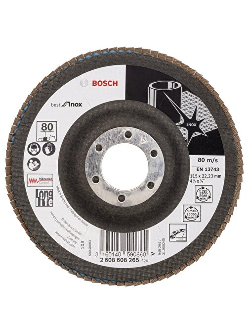 Bosch - 115 mm 80 Kum Best Serisi Inox Flap Disk