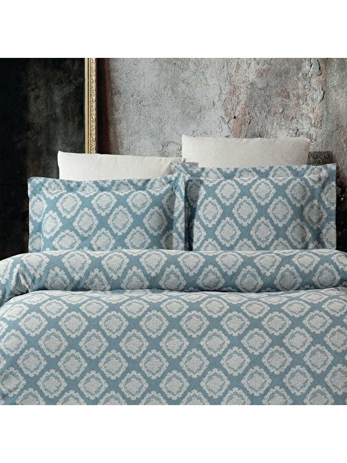 Maxstyle Damask Lyocell Mavi Çift Kişilik Nevresim Takımı