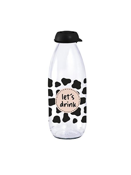 1 lt Desenli Süt Şişesi-Siyah-Lets Drink