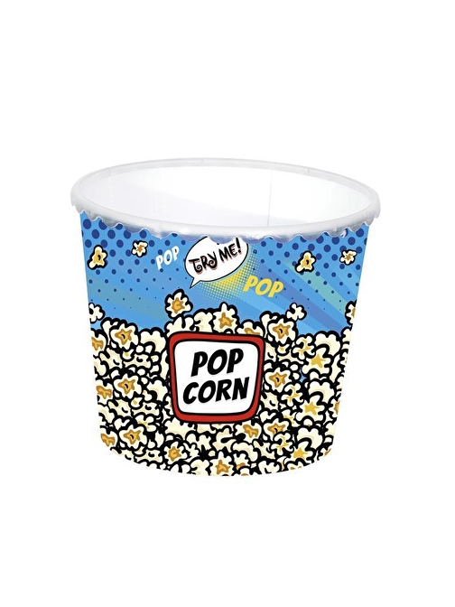 2,3 lt Desenli Mısır ve Cips Kovası-Mavi Popcorn