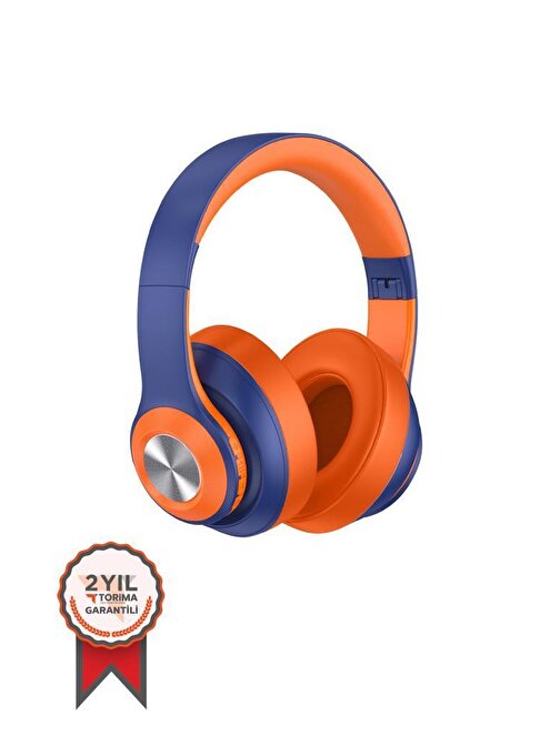 TORİMA SN-85 Kablosuz Kulaklık Bluetooth 5.1 Turuncu-Lacivert
