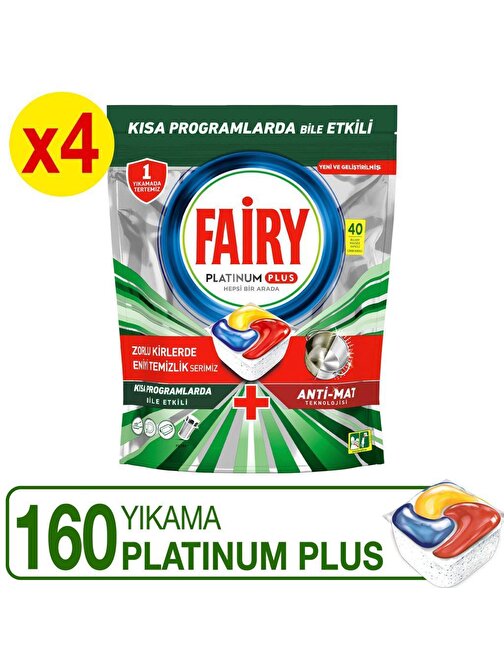 Fairy Platinum Plus Bulaşık Makinesi Deterjanı Tableti / Kapsülü 160 Yıkama