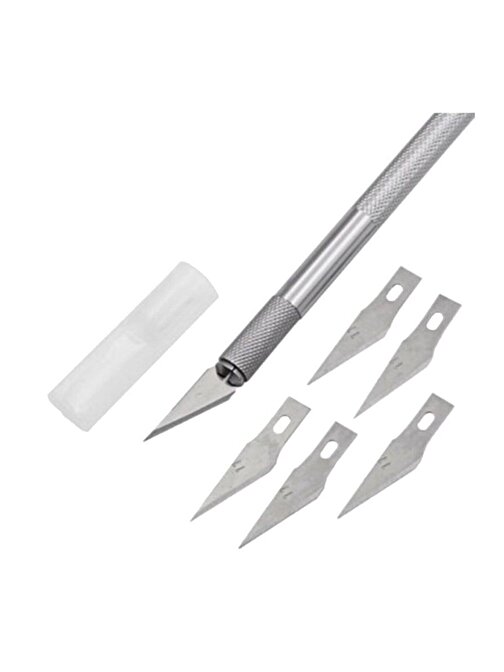 Kretuar Bıçağı Knife Tasarım Hobi Neşter 5 Uç Yedekli Set