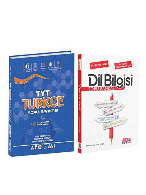 Apotemi TYT Türkçe ve AKM Dil Bilgisi Soru Bankası Seti 2 Kitap