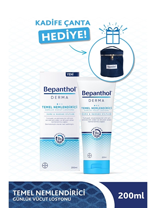 Bepanthol Derma Temel Nemlendirici Günlük Vücut Losyonu 200ml + Kadife Çanta