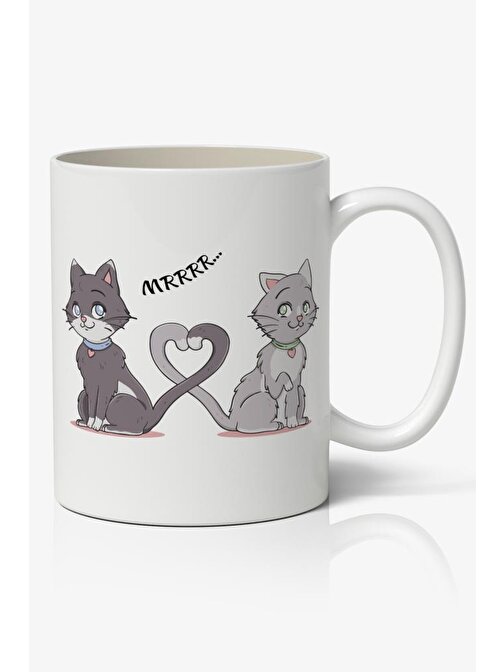 Sevgili Kediler Tasarımlı Kupa Bardak Baskılı Kahve Kupa Bardak