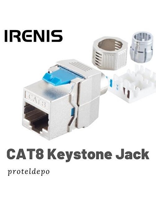 IRENIS CAT8 Keystone Jack, Cat8, Cat7 Kablo uyumlu