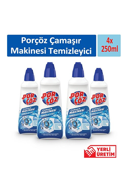 Porçöz Çamaşır Makinesi Temizleyici 250 Ml X 4 Adet