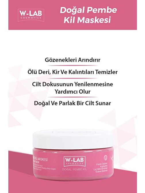 W-Lab Kozmetik Arındırıcı Antioksidan Pembe Kil Maskesi 250 ML