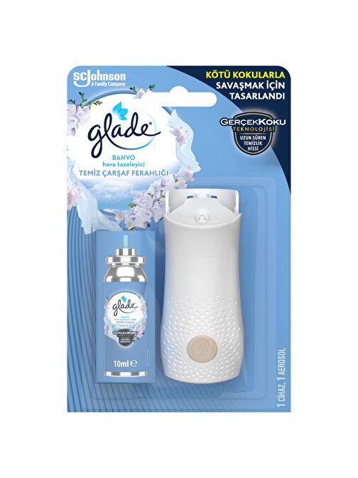 Glade Banyo Hava Tazeleyici Cihaz ve Yedek Temiz Çarşaf Ferahlığı, 10 ml