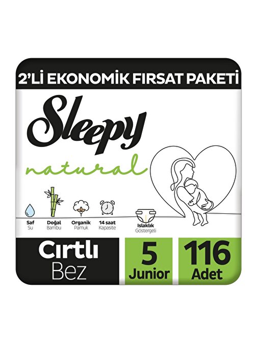 Sleepy Natural 5 Numara Bebek Bezi Junior 116'lı