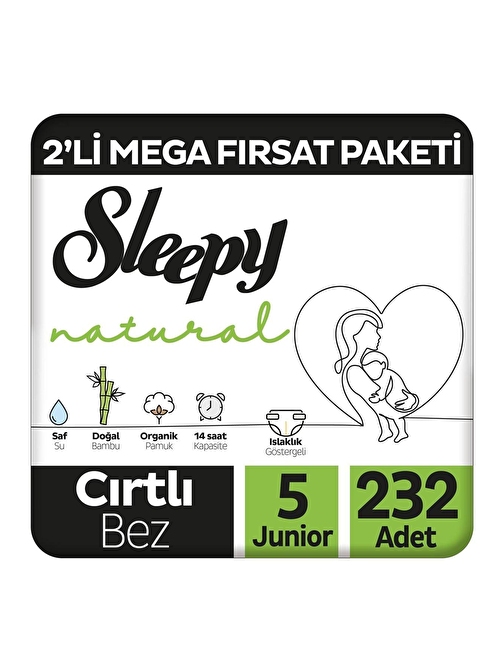 Sleepy Natural 5 Numara Bebek Bezi Junior 232'li