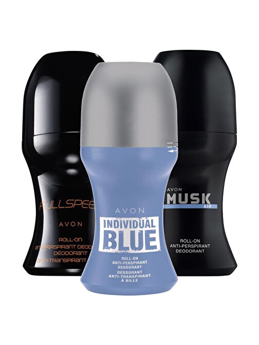 Avon Full Speed, Individual Blue ve Musk Air Üçlü Erkek Rollon Paketi