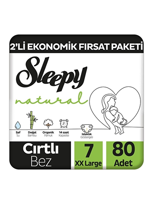 Sleepy Natural Bebek Bezi 7 Numara Xxlarge 80 Adet