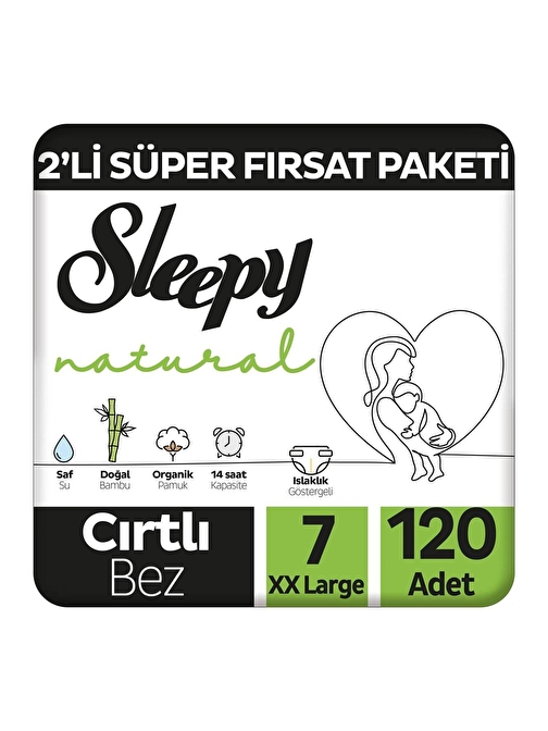 Sleepy Natural Bebek Bezi 7 Numara Xxlarge 120 Adet