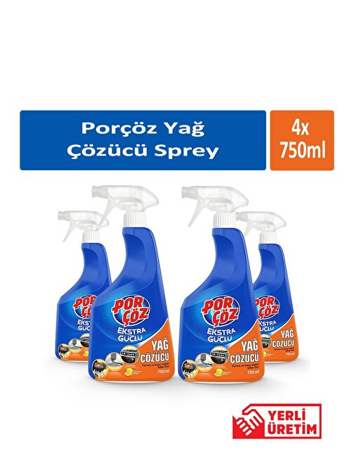 Porçöz Porçöz Yağ Çözücü Sprey 750 Ml X 4 Adet