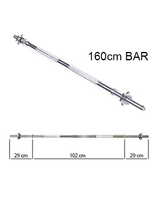 Pozitif 160 cm Krom Uzun Bar (Ağırlık - Halter - Dambıl Barı)