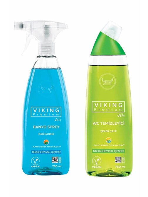 Viking Premium 2'Li (Banyo Spreyi Dağ Nanesi , Wc Temizleyici Şeker Çamı) Paket 750 Ml