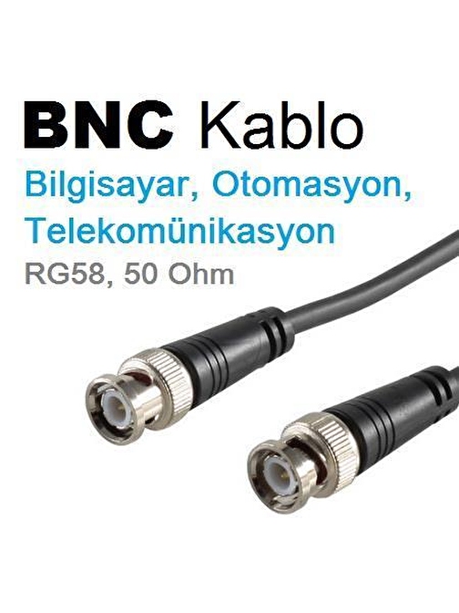 IRENIS BNC Kablo 50 Ohm Bilgisayar, Otomasyon, Telekom, Kablosu RG58, 1 metre