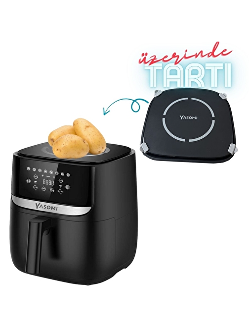 Yasomi Y55 Tartı Özellikli Siyah 5.7l-6 Litre 1700w Airfryer Fritöz