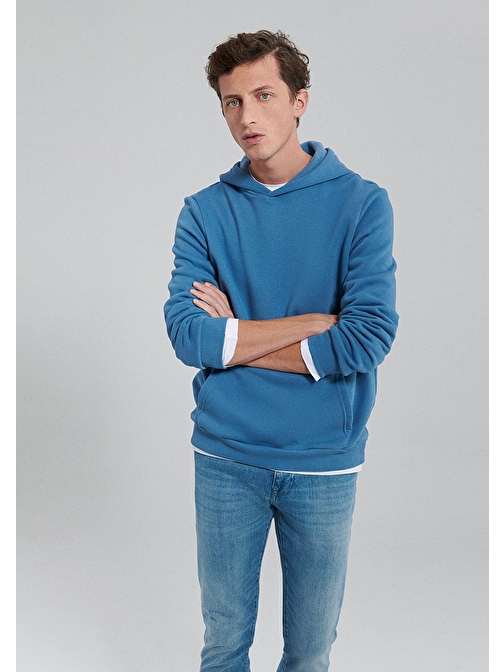 Mavi - Kapüşonlu Mavi Basic Sweatshirt 0610937-70739